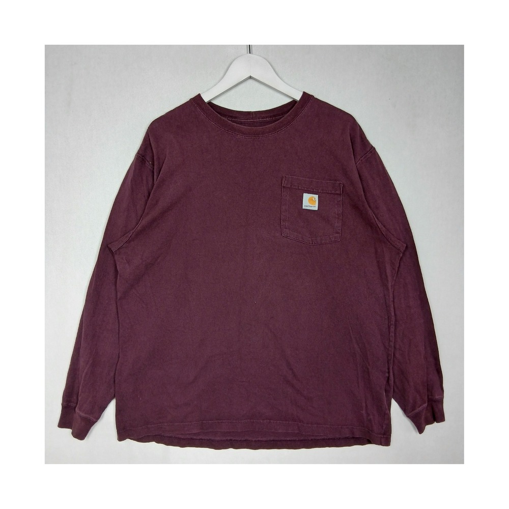 Carhartt K126 Loose Fit Heavyweight Long Sleeve Pocket T-Shirt Port Burgundy L